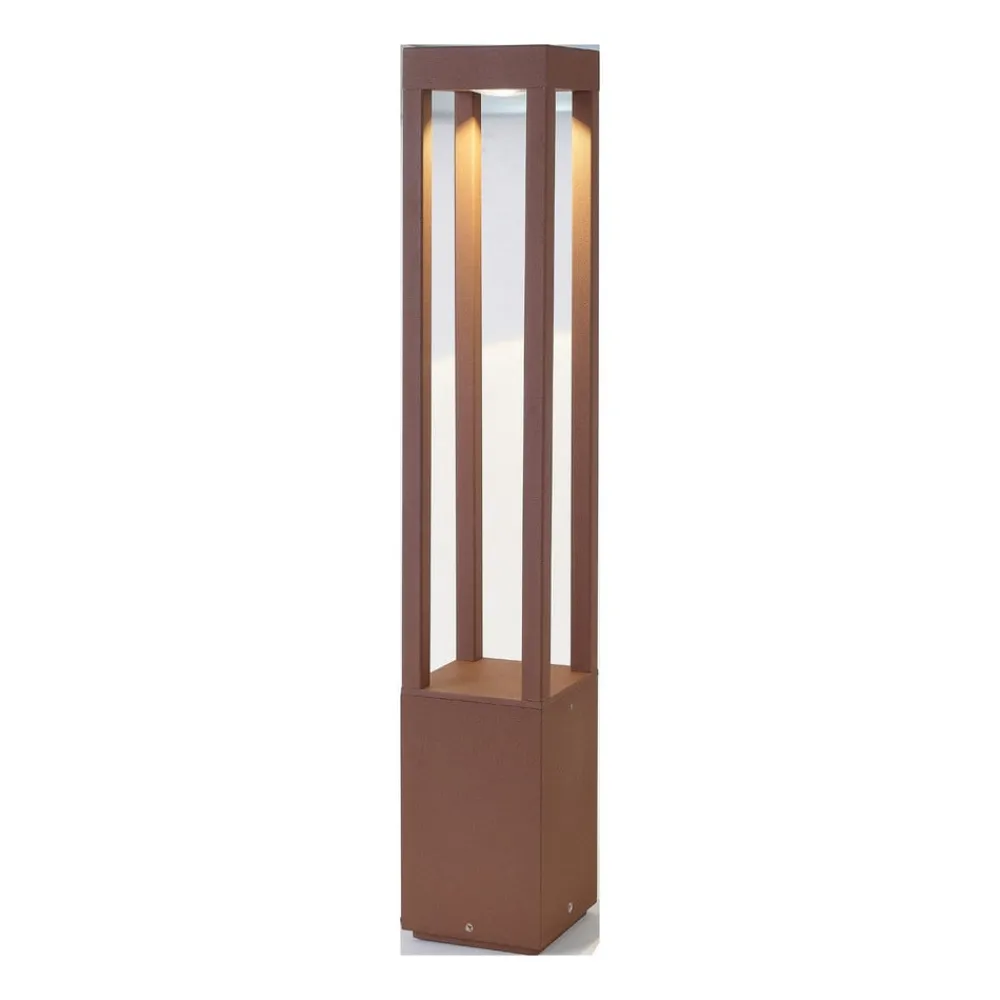 FARO BARCELONA Gadebelysning > Agra LED-gadelampe, rustbrun, aluminium/glas, højde 65 cm