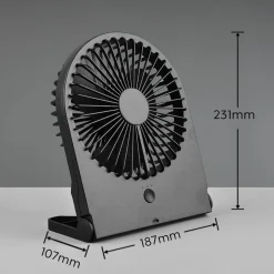 Reality Leuchten Loftventilatorer > Akku-bordventilator Breezy, sort, støjsvag