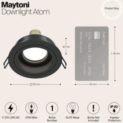 Maytoni Arbejdsrum/Kontor|Loftlamper > Akron indbygningslampe, justerbar, rund, sort