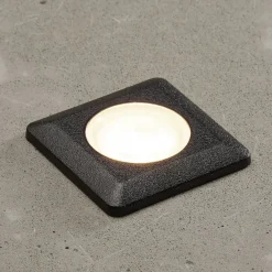Nedgravet Udebelysning|Udendørs Spot ^ Fumagalli Aldo LED indbygningslampe kantet sort/klar 3.000 K