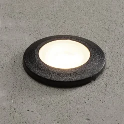 Nedgravet Udebelysning ^ Fumagalli Aldo LED indbygningslampe, rund sort/klar 3.000 K