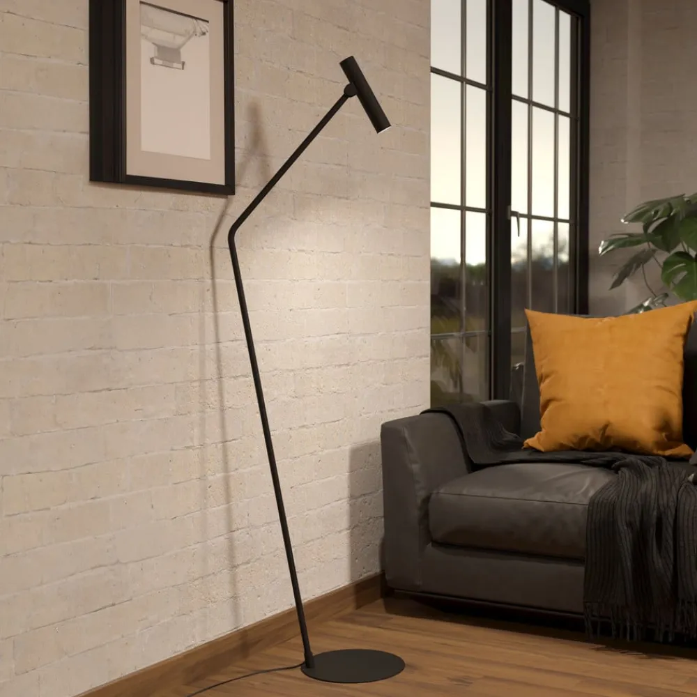 EGLO Gulvlamper|Gulvlamper > Almudaina LED-gulvlampe, sort, højde 157 cm, stål