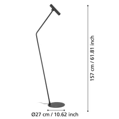 EGLO Gulvlamper|Gulvlamper > Almudaina LED-gulvlampe, sort, højde 157 cm, stål