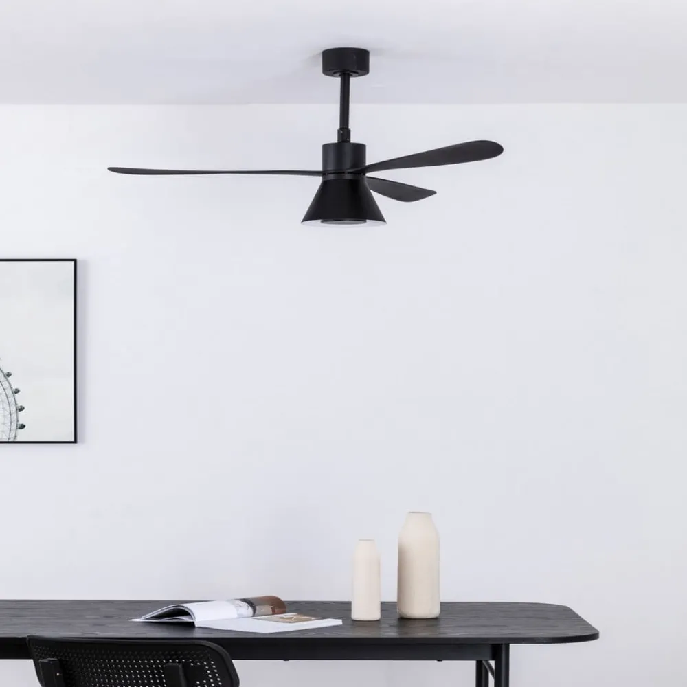 FARO BARCELONA Loftventilatorer > Amelia Cone loftventilator, LED-lampe, sort