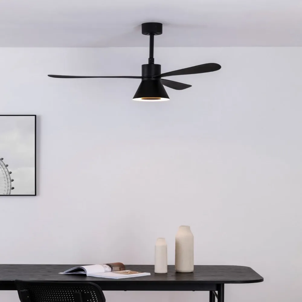 FARO BARCELONA Loftventilatorer > Amelia Cone loftventilator, LED-lampe, sort