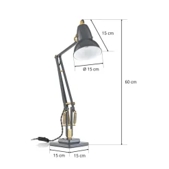 Arbejdsrum/Kontor ^ Anglepoise bordlampe Original 1227, grå/messing