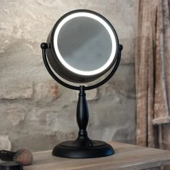 Markslöjd Møbel Og Interiør > Ansigtsbordspejl med lys, sort, metal, højde 36 cm