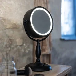 Markslöjd Møbel Og Interiør > Ansigtsbordspejl med lys, sort, metal, højde 36 cm
