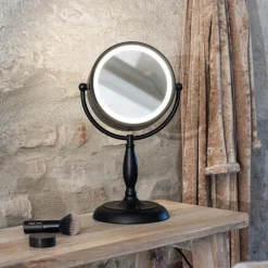 Markslöjd Møbel Og Interiør > Ansigtsbordspejl med lys, sort, metal, højde 36 cm