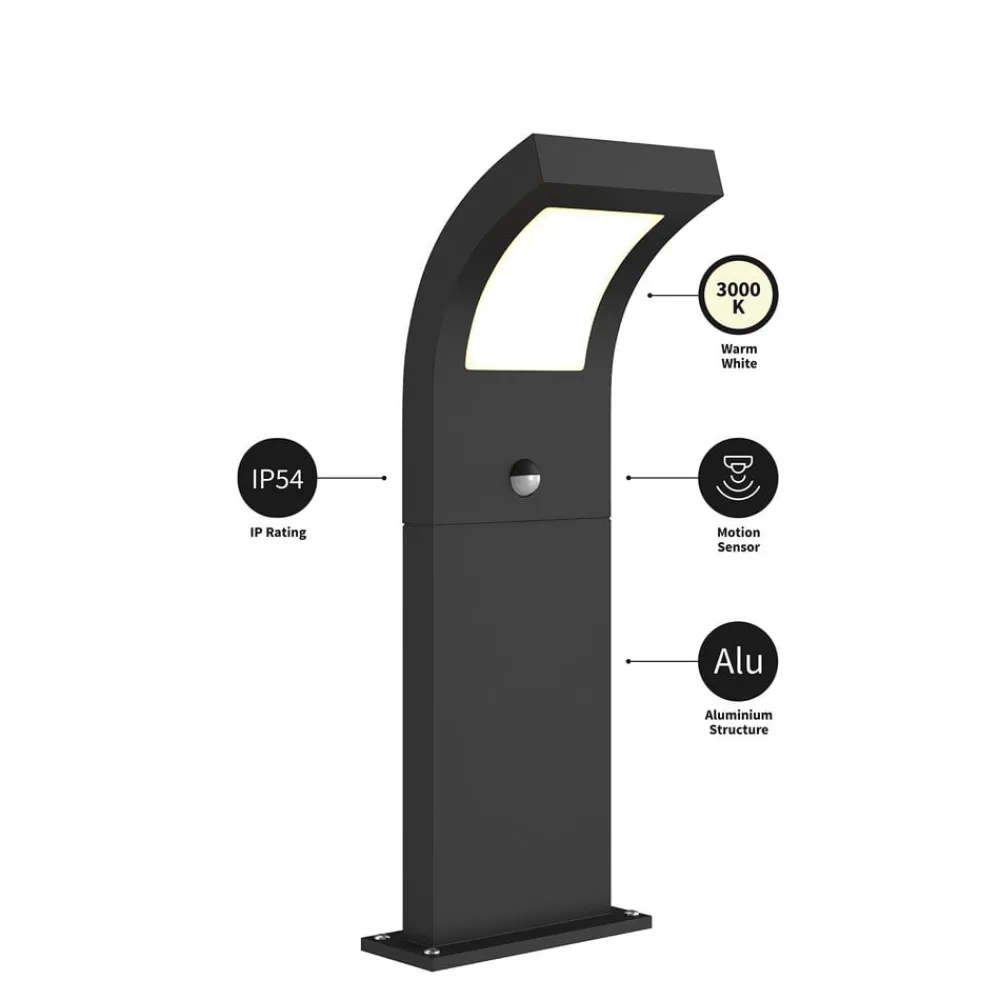 Arcchio Gadebelysning Med Sensor|Terrassebelysning > Advik LED-vejlampe, 60 cm, antracit, sensor, IP54
