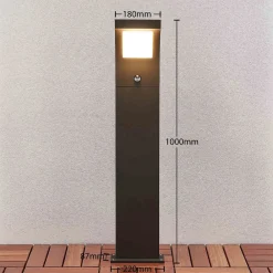 Arcchio Gadebelysning Med Sensor|Terrassebelysning > Advik LED-vejlampe, 100 cm, antracit, sensor, IP54
