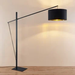 Arcchio Gulvlamper|Gulvlamper > buelampe Mossa, 200 cm, sort-guld, tekstil