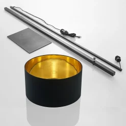 Arcchio Gulvlamper|Gulvlamper > buelampe Mossa, 200 cm, sort-guld, tekstil