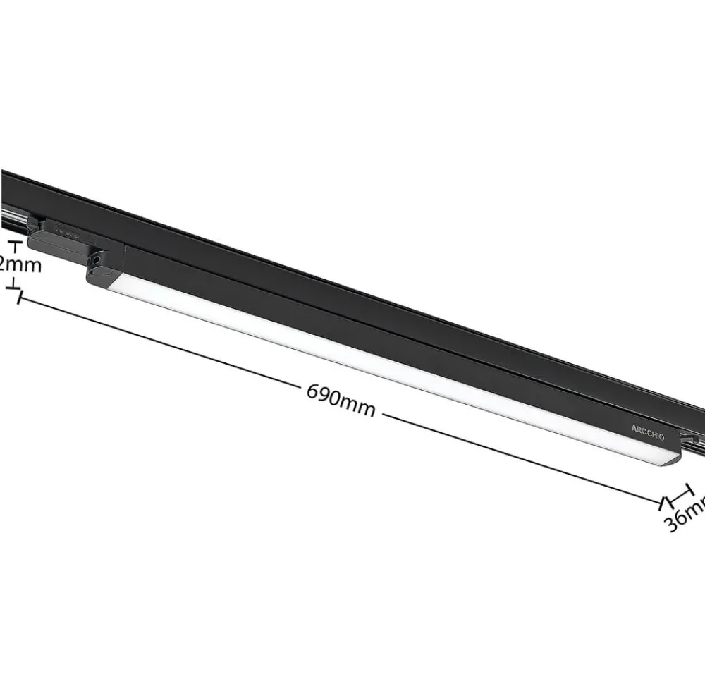 Arcchio Arbejdsrum/Kontor|Skinnesystem > Harlow LED-skinnelampe, sort, 69 cm, 4.000 K