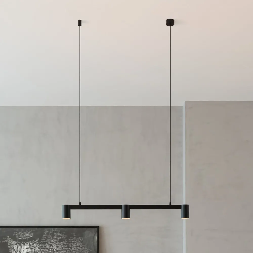 Pendellamper ^ Arcchio hængelampe Brinja, sort, 90 cm, 3 lyskilder, GU10