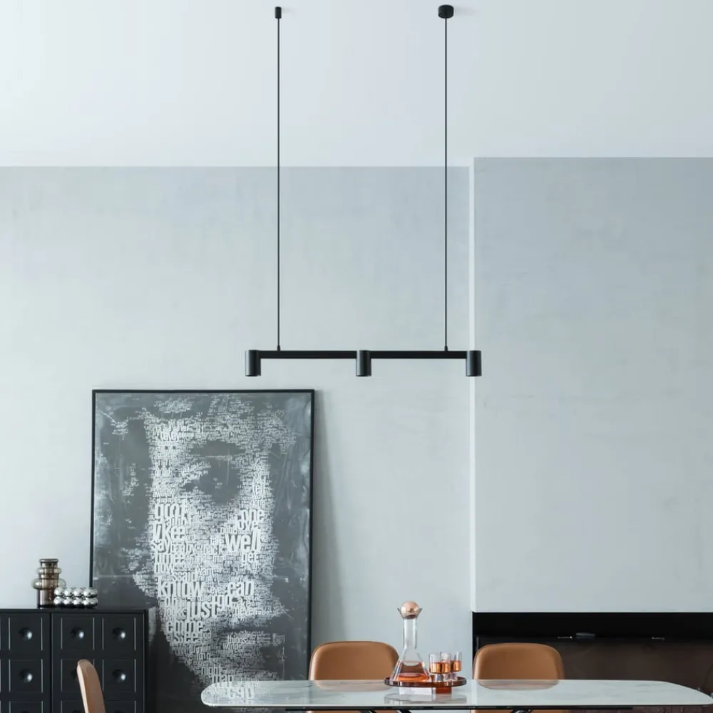 Pendellamper ^ Arcchio hængelampe Brinja, sort, 90 cm, 3 lyskilder, GU10