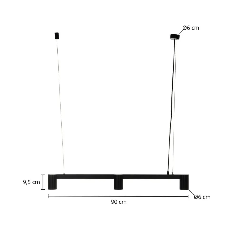 Pendellamper ^ Arcchio hængelampe Brinja, sort, 90 cm, 3 lyskilder, GU10