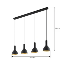 Arcchio Pendellamper|Pendellamper > Hængelampe Cosmina, 4 lyskilder, længde 120 cm, sort