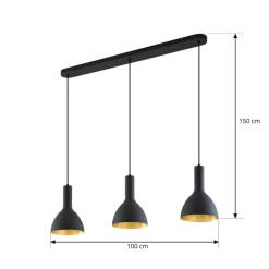Pendellamper|Pendellamper ^ Arcchio hængelampe Cosmina, 3 lyskilder, længde 90 cm, sort