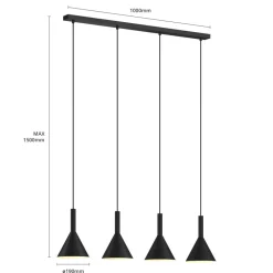 Pendellamper|Pendellamper ^ Arcchio Hængelampe Tadej, 4 lyskilder, sort-hvid, metal, E27