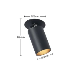 Gang|Loftlamper ^ Arcchio indbygningsspot Davin, sort, cylinder, sæt med 3 stk