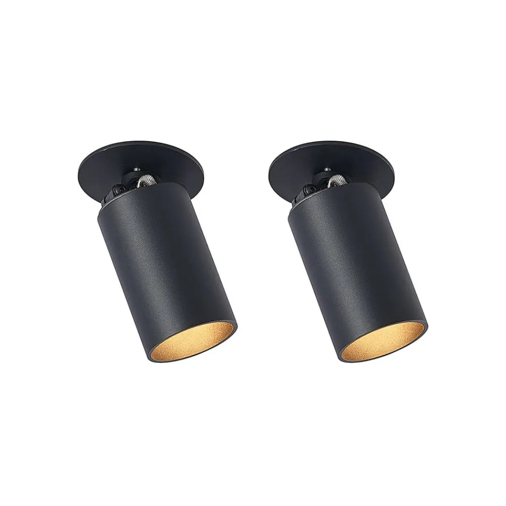 Arcchio Indbygningsspots|Spotlights > indbygningsspot Davin, sort, cylinder, sæt med 2 stk
