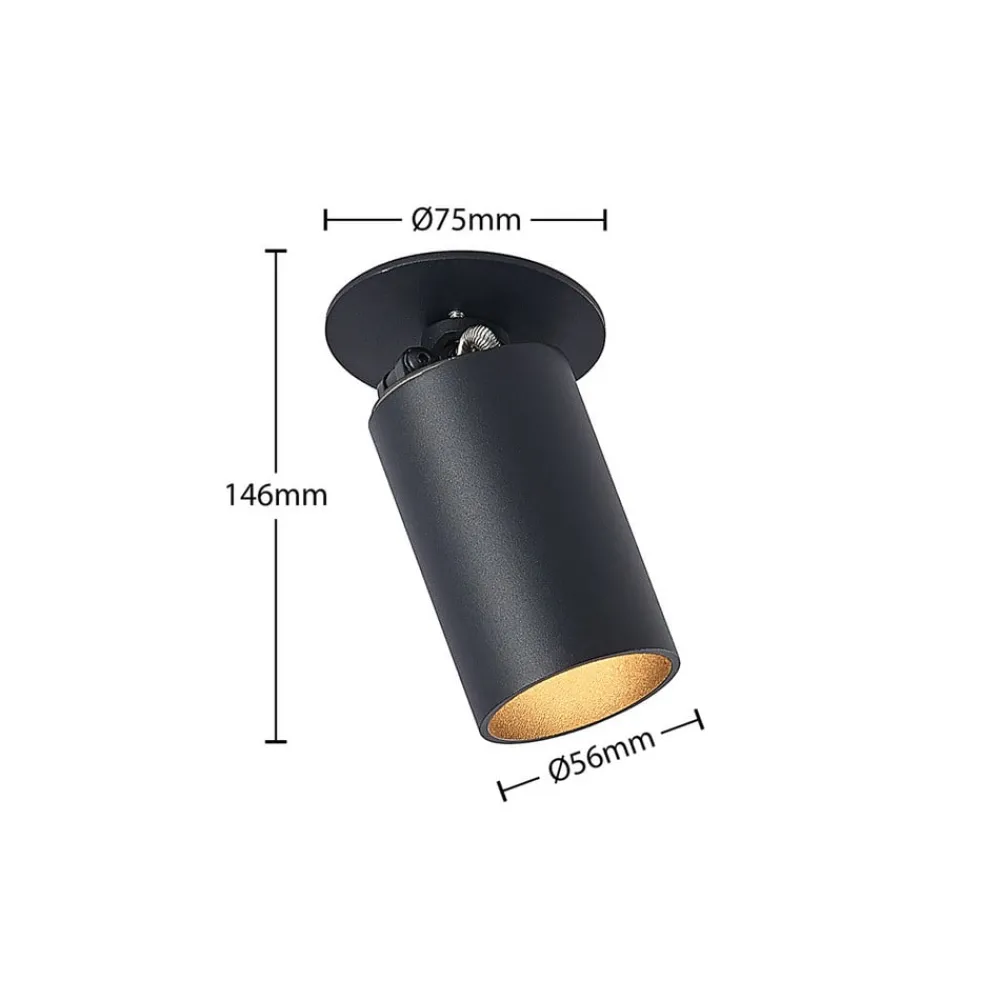 Arcchio Indbygningsspots|Spotlights > indbygningsspot Davin, sort, cylinder, sæt med 2 stk