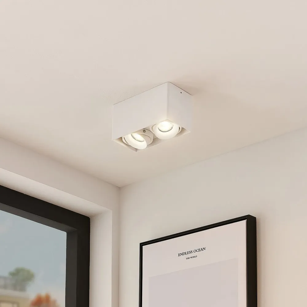 Gang|Loftlamper ^ Arcchio Kubika downlight, 19 cm, hvid, 2 lyskilder, metal