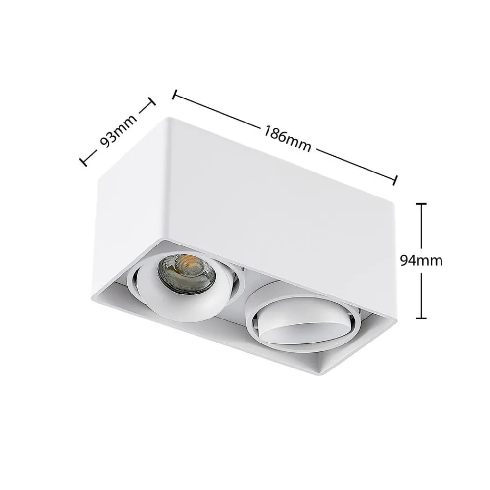 Gang|Loftlamper ^ Arcchio Kubika downlight, 19 cm, hvid, 2 lyskilder, metal