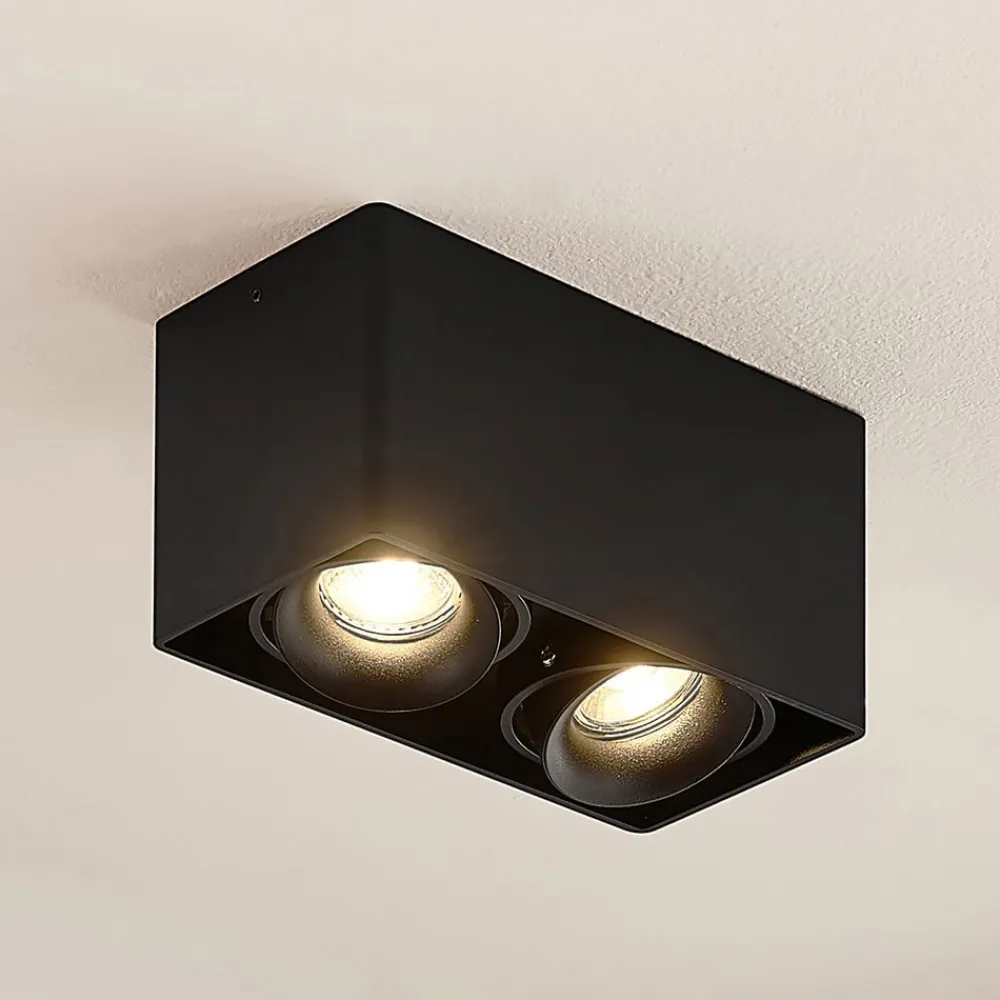 Loftlamper|Loftlamper ^ Arcchio Kubika downlight, 19 cm, sort, 2 lyskilder, metal