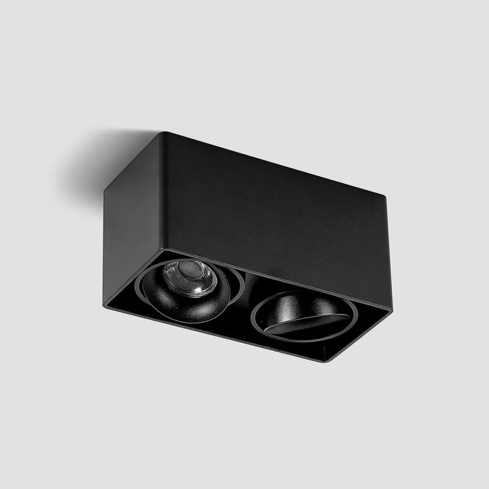 Loftlamper|Loftlamper ^ Arcchio Kubika downlight, 19 cm, sort, 2 lyskilder, metal