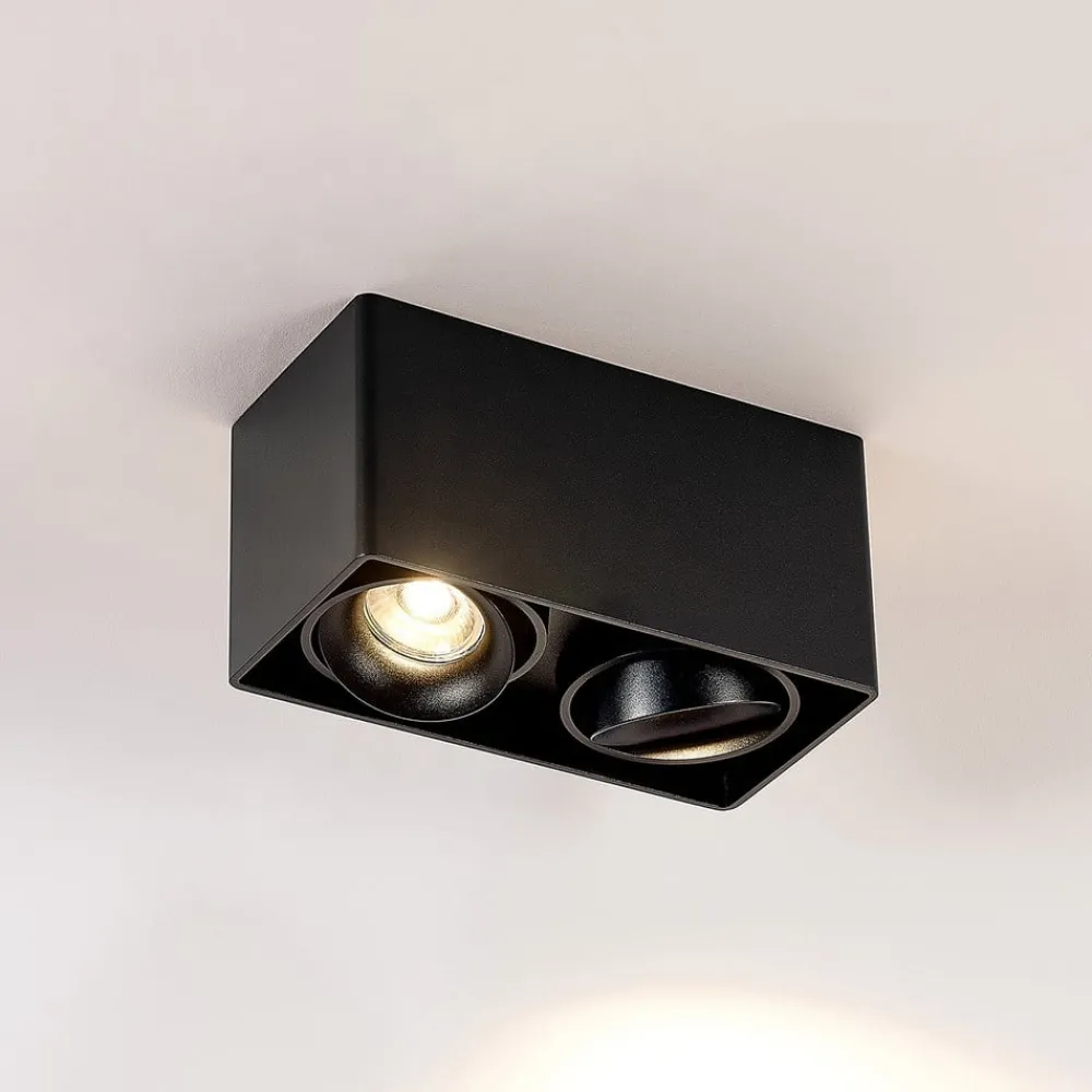 Loftlamper|Loftlamper ^ Arcchio Kubika downlight, 19 cm, sort, 2 lyskilder, metal
