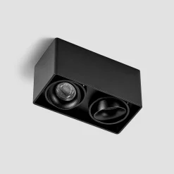 Loftlamper|Loftlamper ^ Arcchio Kubika downlight, 19 cm, sort, 2 lyskilder, metal