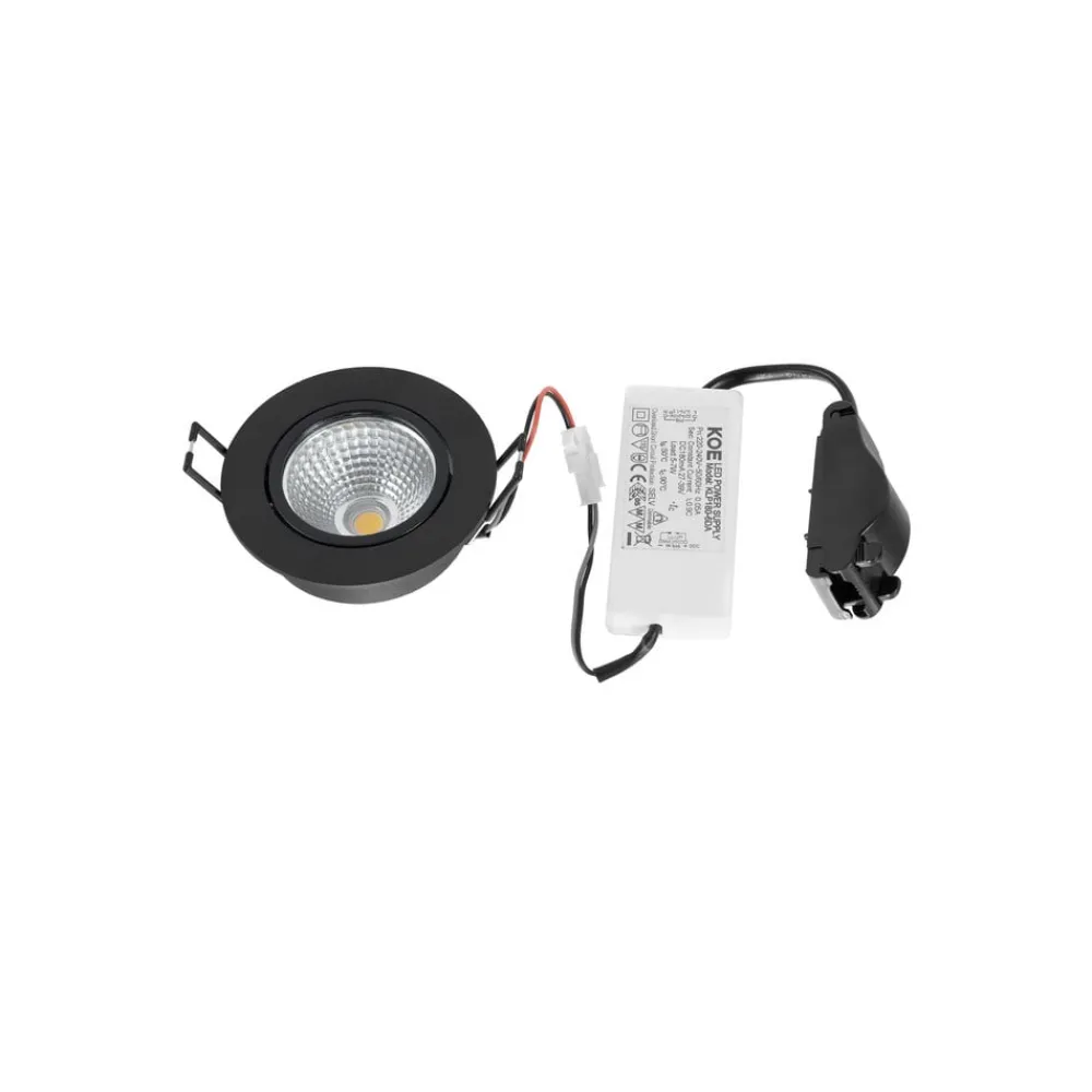 Arbejdsrum/Kontor|Indbygningsspots ^ Arcchio LED-downlight Zarik, sort, 4.000K