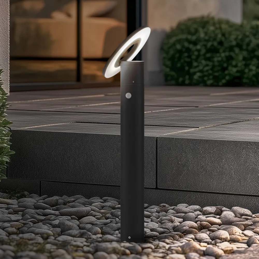 Gadebelysning ^ Arcchio LED-gadelampe Tovio, antracit,, Ø 24cm, sensor