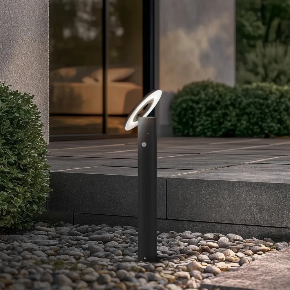 Gadebelysning ^ Arcchio LED-gadelampe Tovio, antracit,, Ø 24cm, sensor