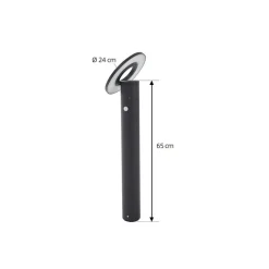 Gadebelysning ^ Arcchio LED-gadelampe Tovio, antracit,, Ø 24cm, sensor