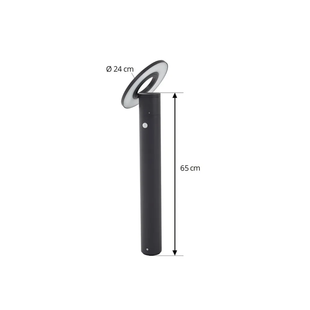 Gadebelysning ^ Arcchio LED-gadelampe Tovio, antracit,, Ø 24cm, sensor