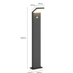 Arcchio Gadebelysning Med Sensor|Terrassebelysning > LED-gadelampe Yolena, sensor, 100 cm, antracit
