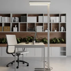 Arcchio Arbejdsrum/Kontor|Gulvlamper > LED-gulvlampe Logan Basic, sølv, 6.000 lm, dæmpbar