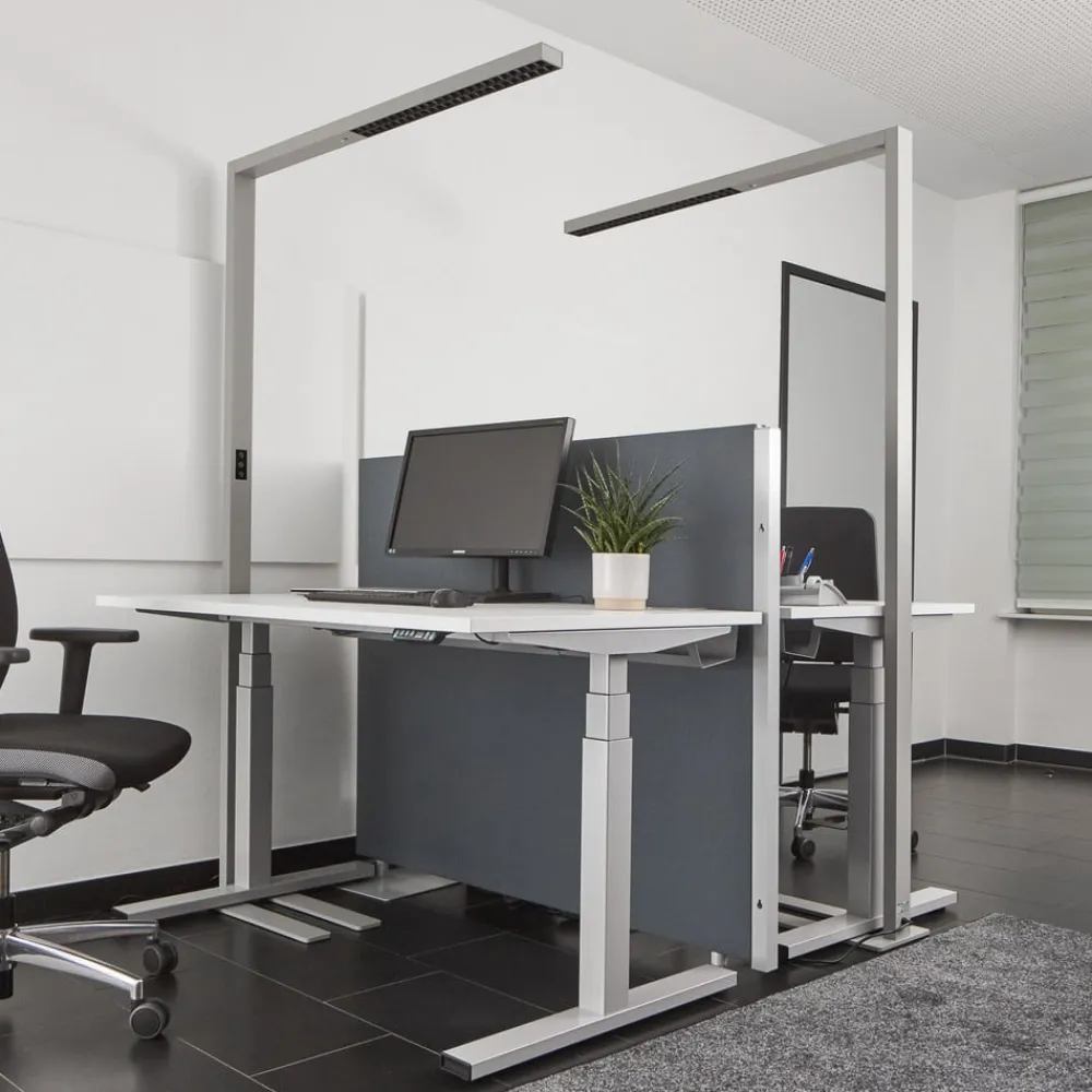 Arcchio Gulvlamper > LED-gulvlampe til kontor Jolinda, sølv, CCT, sensor,