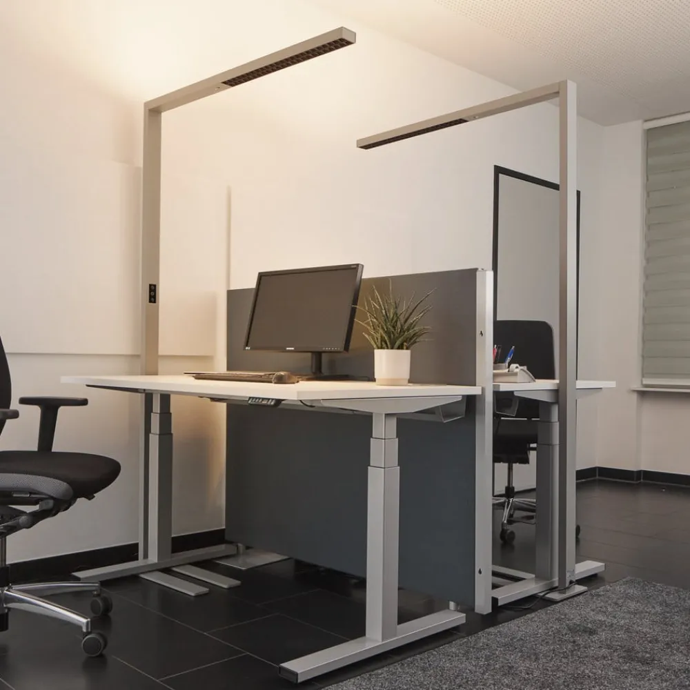 Arcchio Gulvlamper > LED-gulvlampe til kontor Jolinda, sølv, CCT, sensor,