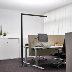 Gulvlamper ^ Arcchio LED-gulvlampe til kontor Jolinda, sæt med 2, sort, 4.000K