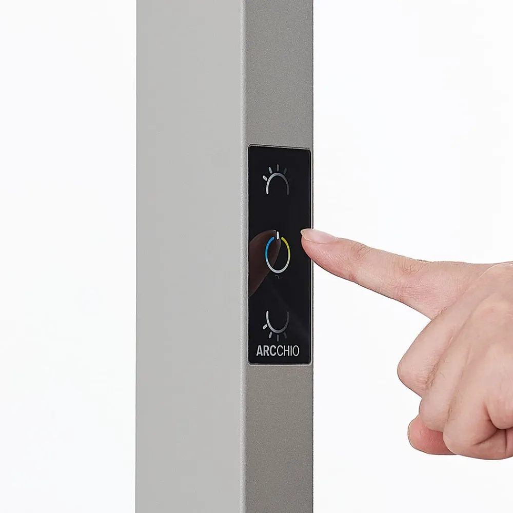 Gulvlamper ^ Arcchio LED-gulvlampe til kontor Susi, sølv, sensor, touchdæmper