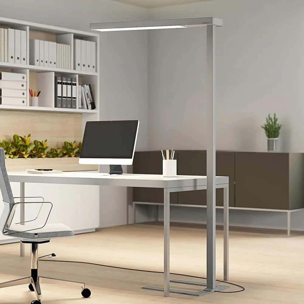 Arbejdsrum/Kontor|Gulvlamper ^ Arcchio LED-gulvlampe til kontor Susi, sølv, sensor, dæmper, CCT