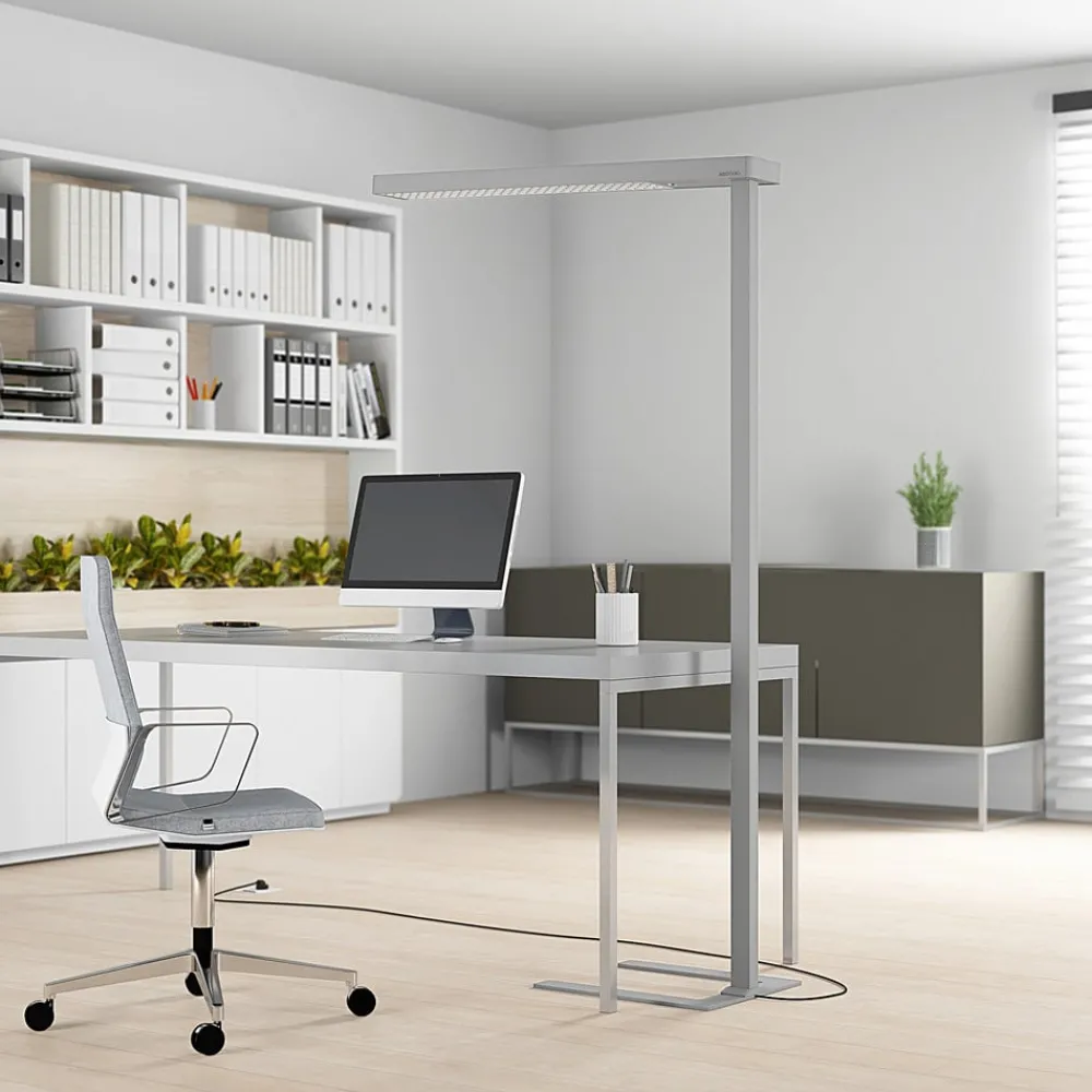 Arbejdsrum/Kontor|Gulvlamper ^ Arcchio LED-gulvlampe til kontor Susi, sølv, sensor, dæmper, CCT