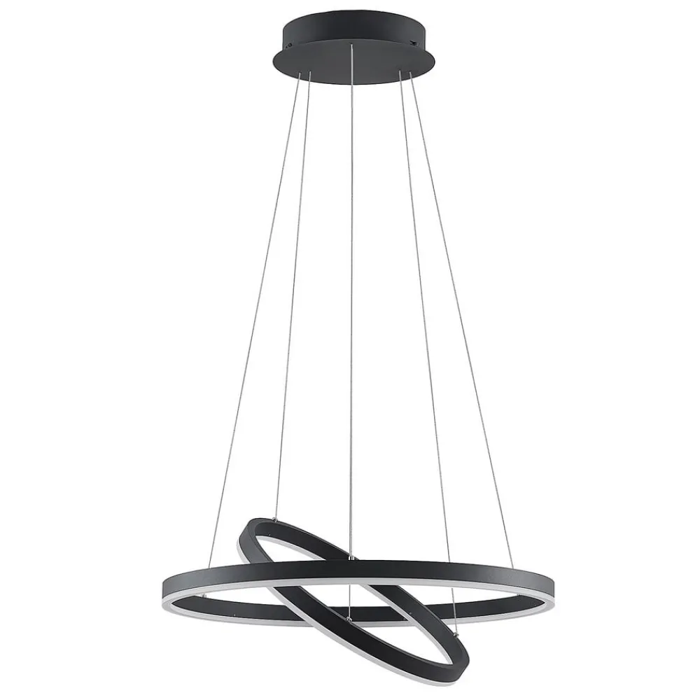 Pendellamper|Pendellamper ^ Arcchio LED-hængelampe Albiona, sort, 2 ringe, Ø 60 cm