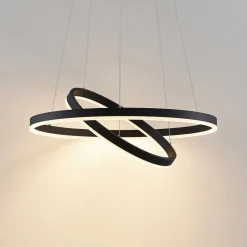Pendellamper|Pendellamper ^ Arcchio LED-hængelampe Albiona, sort, 2 ringe, Ø 60 cm