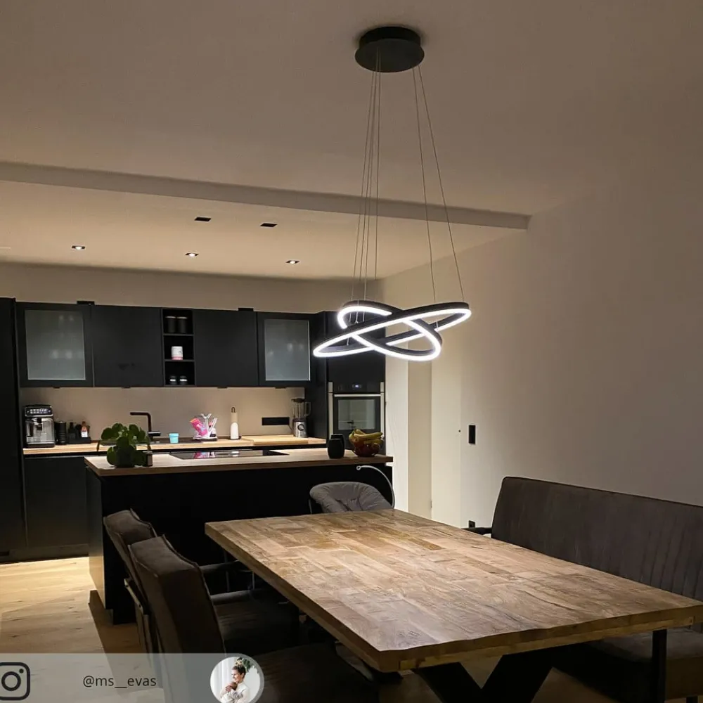 Pendellamper|Pendellamper ^ Arcchio LED-hængelampe Albiona, sort, 2 ringe, Ø 60 cm