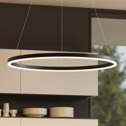 Pendellamper|Pendellamper ^ Arcchio LED-hængelampe Albiona, sort, 1 ring, Ø 80 cm